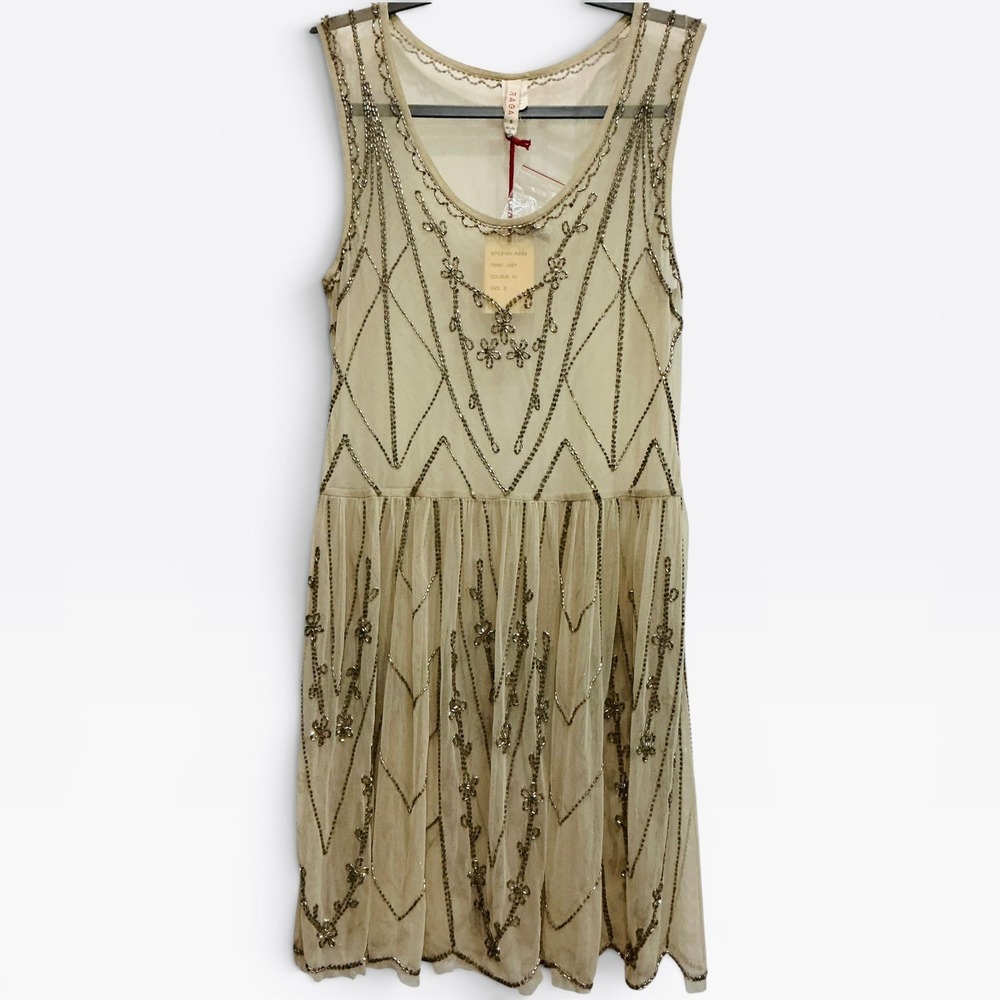 Raga Beaded Mesh Festival Mini Dress Boho Fairycore Layering Piece NWT S